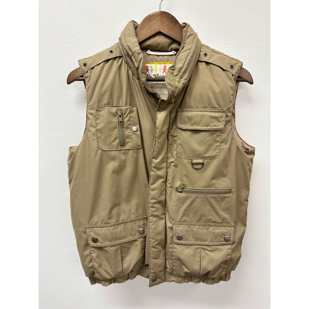 Vintage The Company Store Down Feather Puffer Vest Khaki L